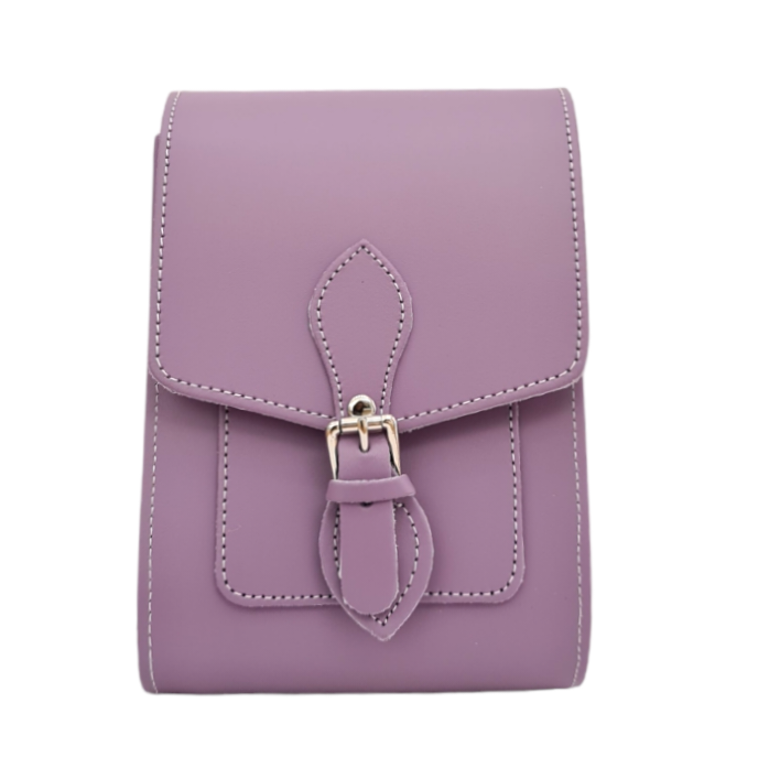 Handmade Leather Festival Phone Bag in Pastel Violet
