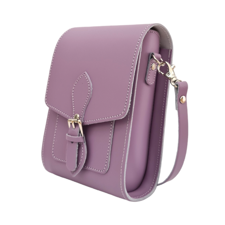 Handmade Leather Festival Phone Bag in Pastel Violet