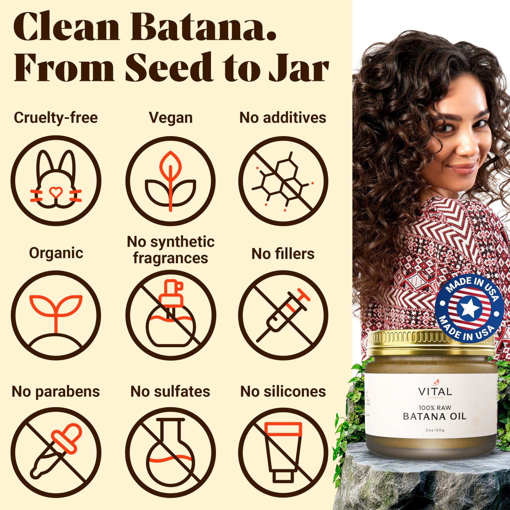 100 Percent Organic Raw Batana Oil for Hair Growth All Hair Types 2oz Glass Jar