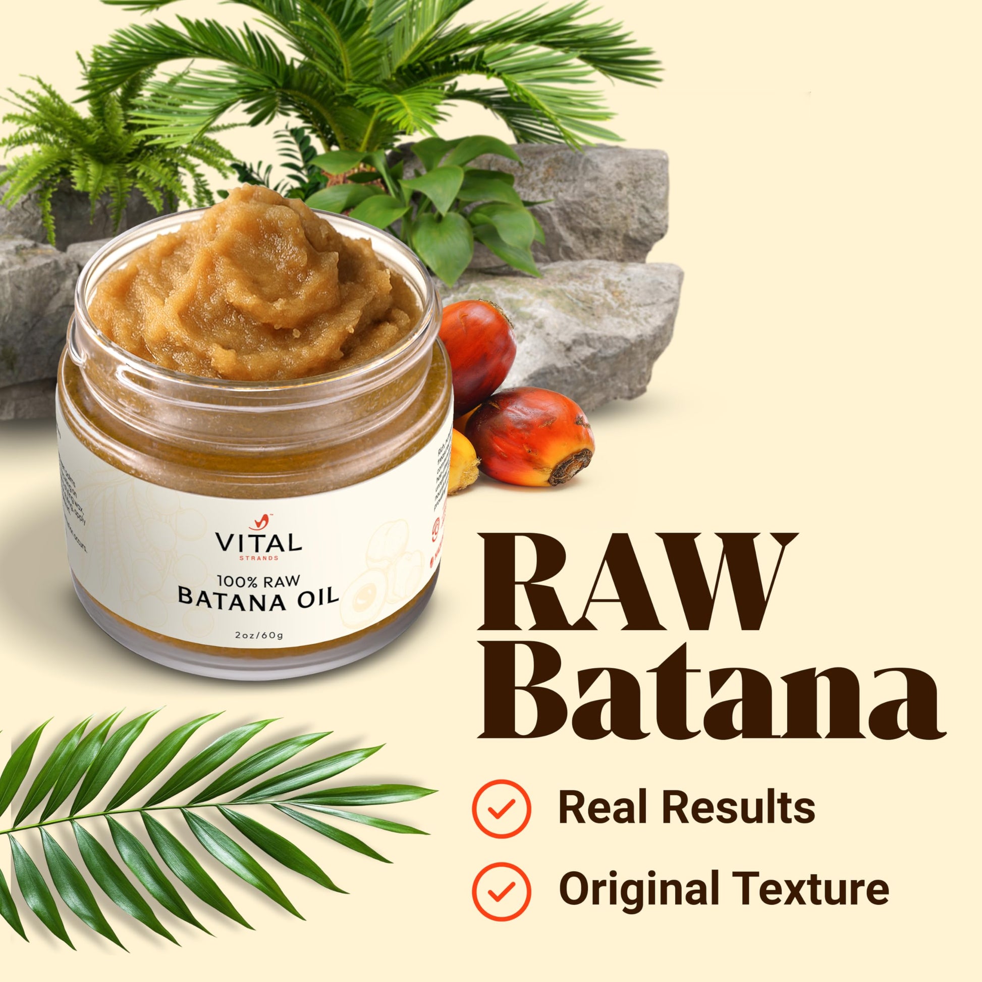 100 Percent Organic Raw Batana Oil for Hair Growth All Hair Types 2oz Glass Jar