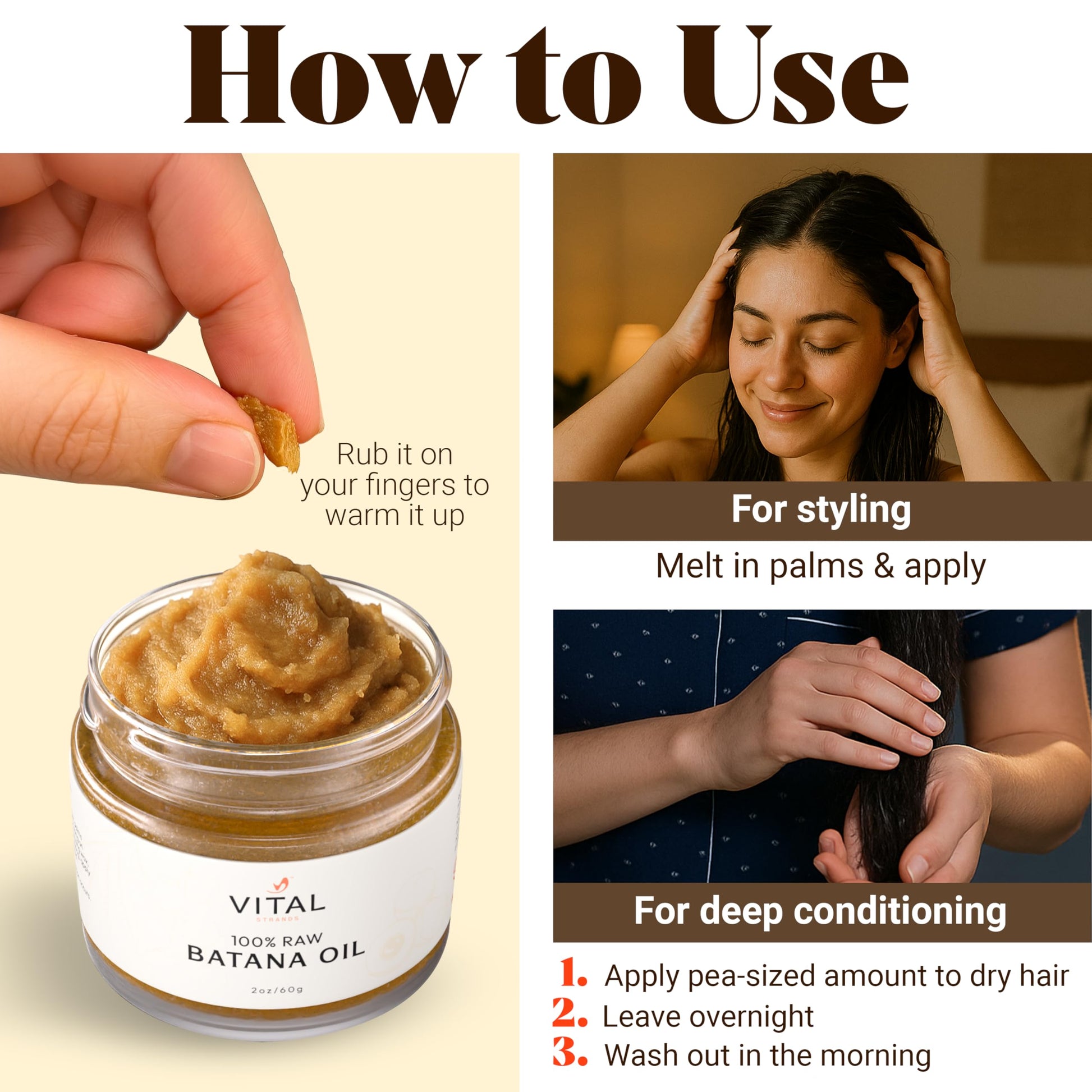 100 Percent Organic Raw Batana Oil for Hair Growth All Hair Types 2oz Glass Jar