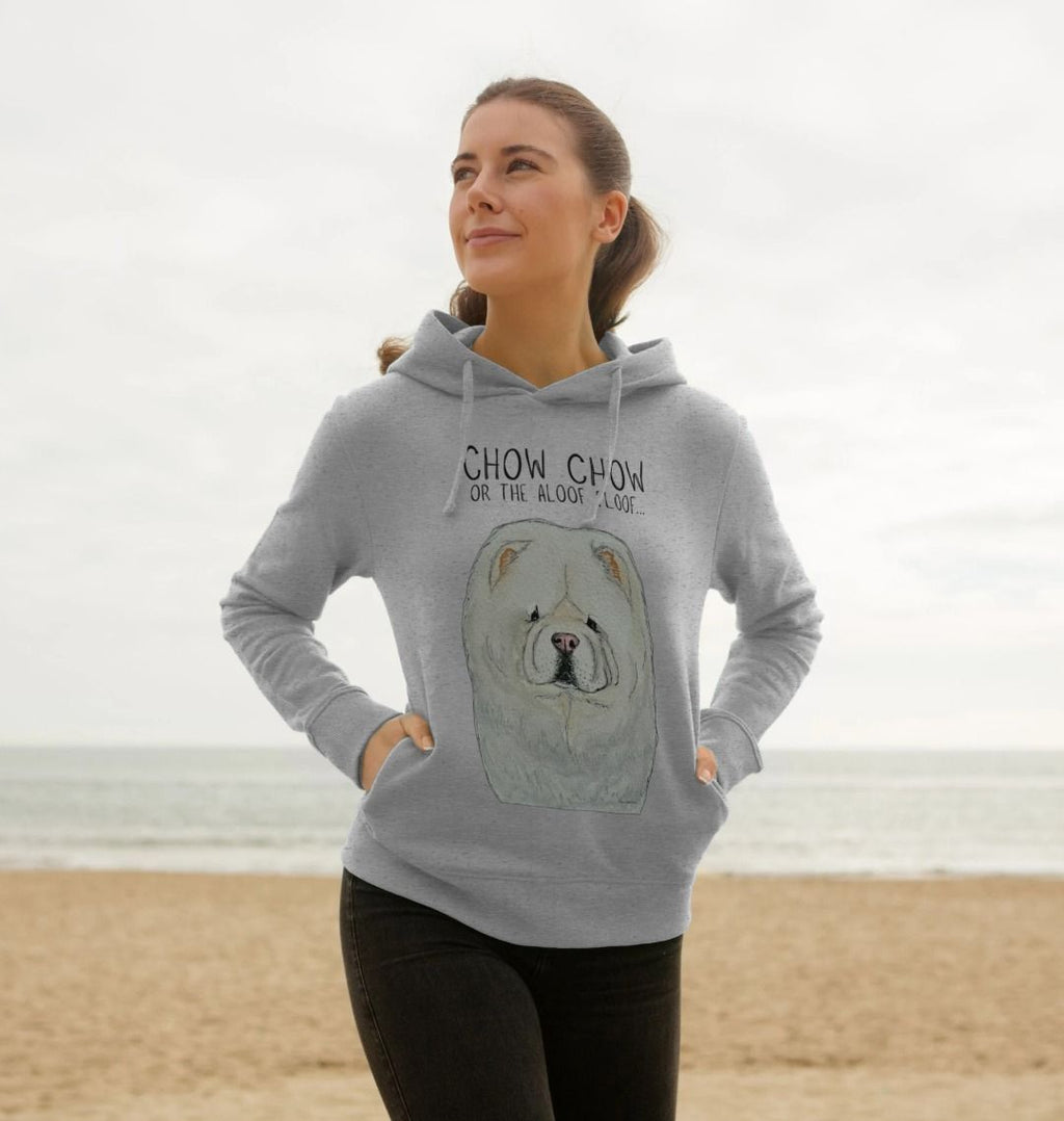 Cream Chow Chow Women's Hoodie with Aloof Floof Design