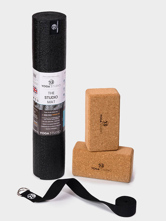 Starter Cork Yoga Set with Mat Blocks and Strap
