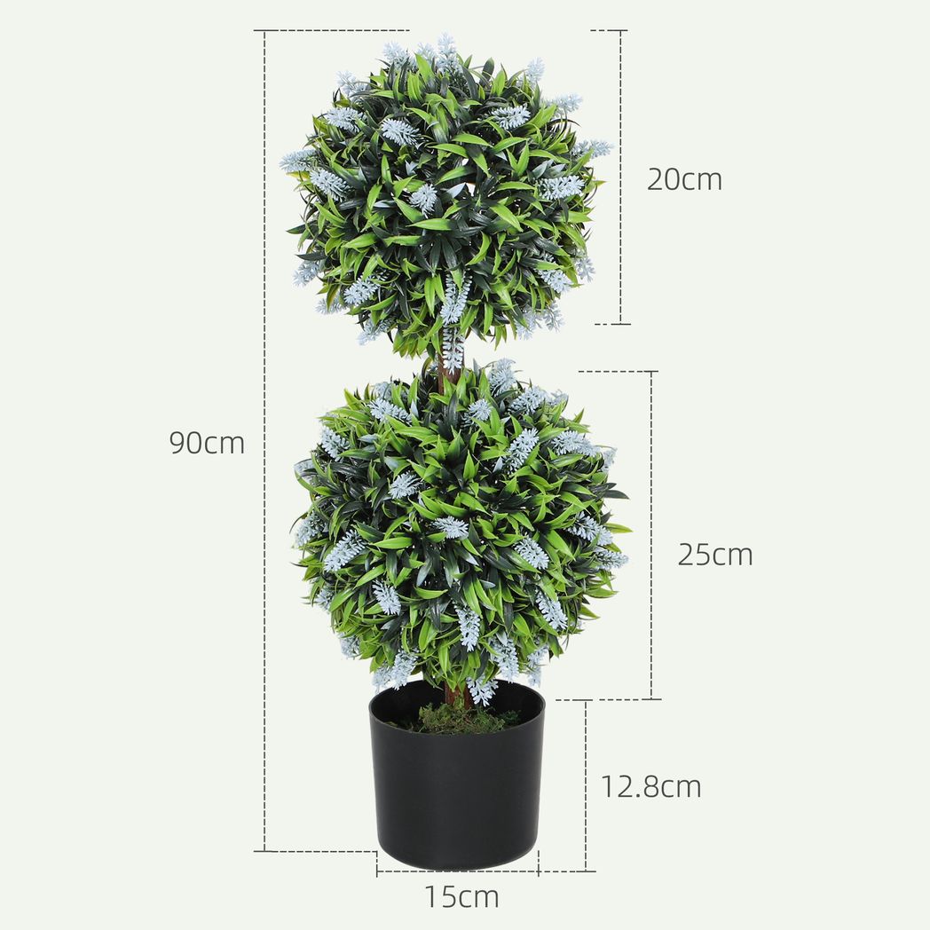 Set of 2 Potted Artificial Plants with Lavender Flowers