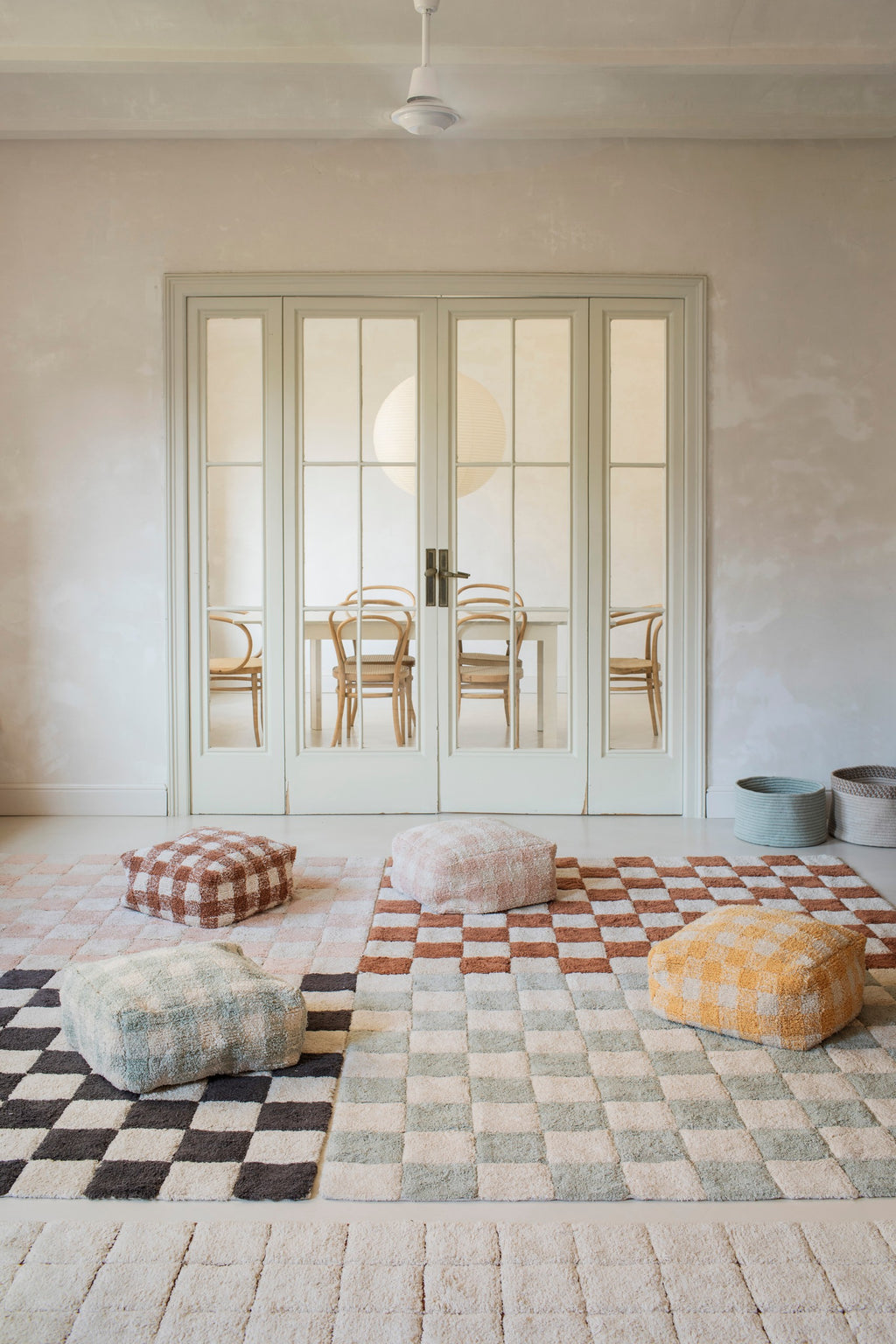 Vintage Checkerboard Kitchen Tile Cotton Rug - Lightweight, Durable & Eco-friendly by Lorena Canals at www.brixbailey.com