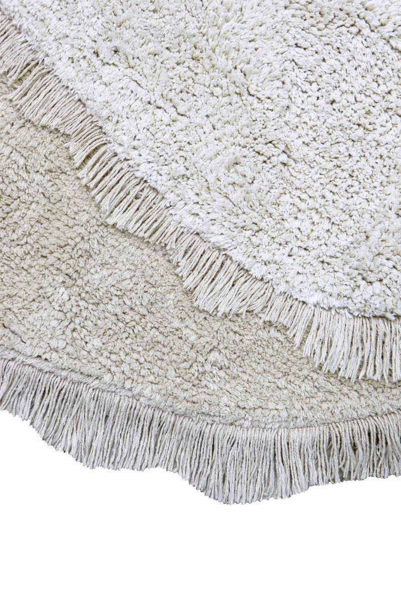 Snail-Shaped Rug in Sage Blue and Natural Tones - Enchanting & Eco-Friendly Design by Lorena Canals at www.brixbailey.com