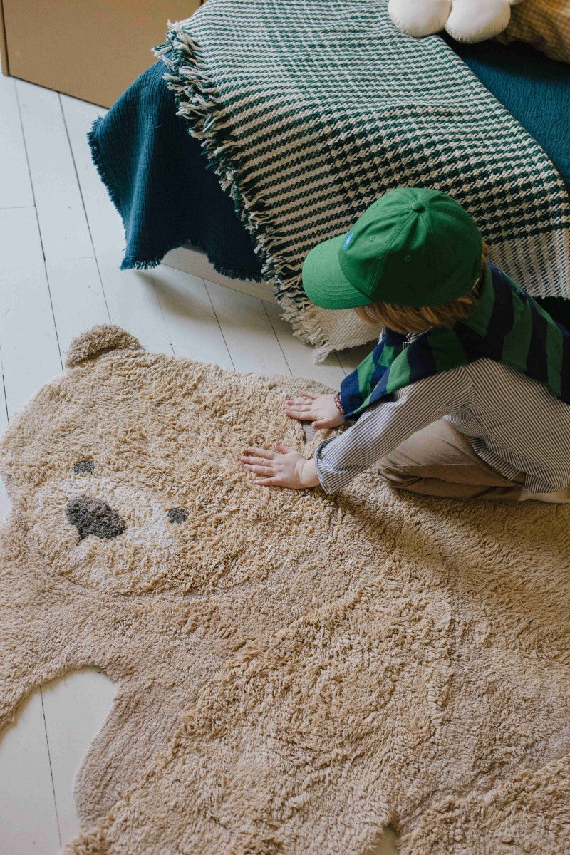 Carefully Handcrafted Bear Rug in Soft Beige & Honey - Eco-Friendly & Durable by Lorena Canals at www.brixbailey.com