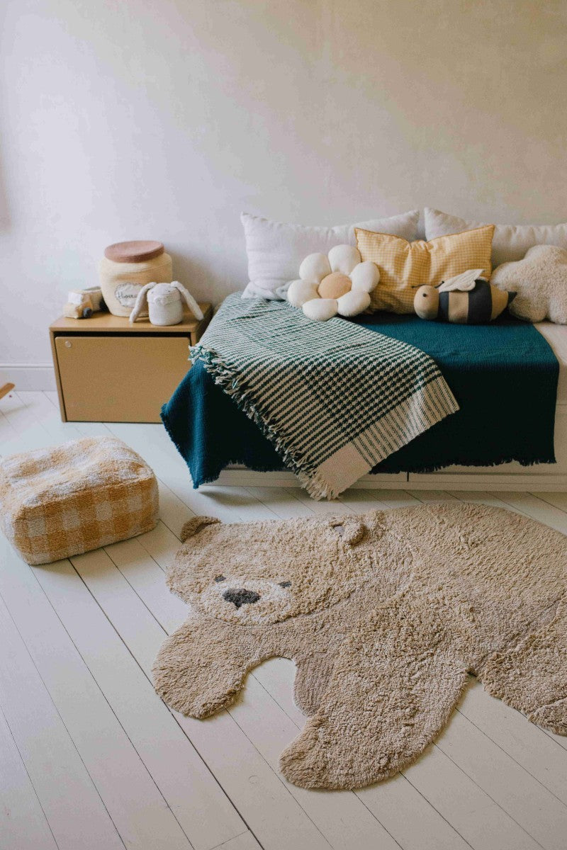 Carefully Handcrafted Bear Rug in Soft Beige and Honey - Eco-Friendly and Durable by Lorena Canals at www.brixbailey.com