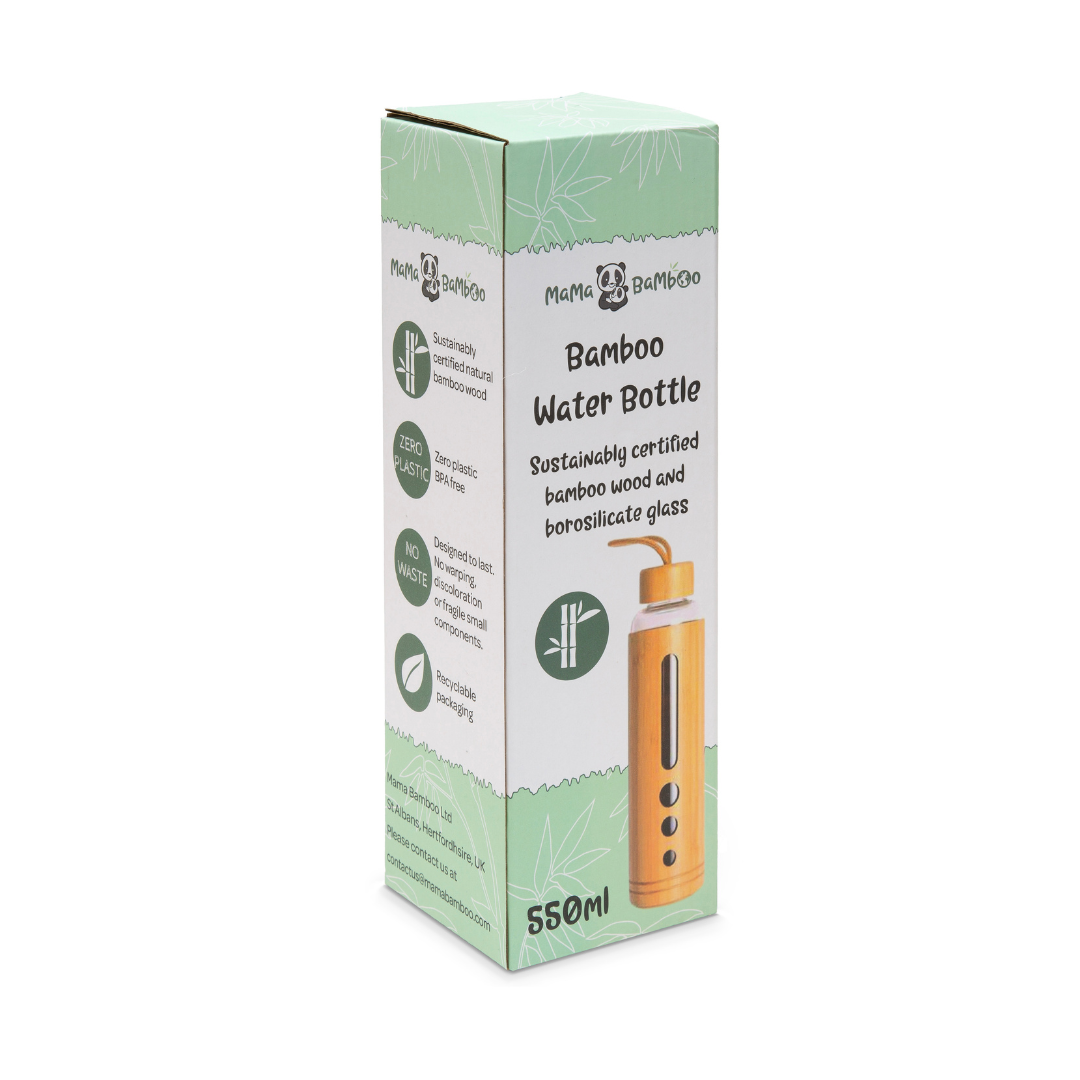 Bamboo Water Bottle with Glass Flask 550ml