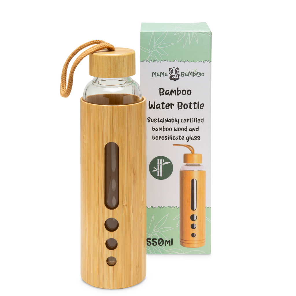 Bamboo Water Bottle with Glass Flask 550ml