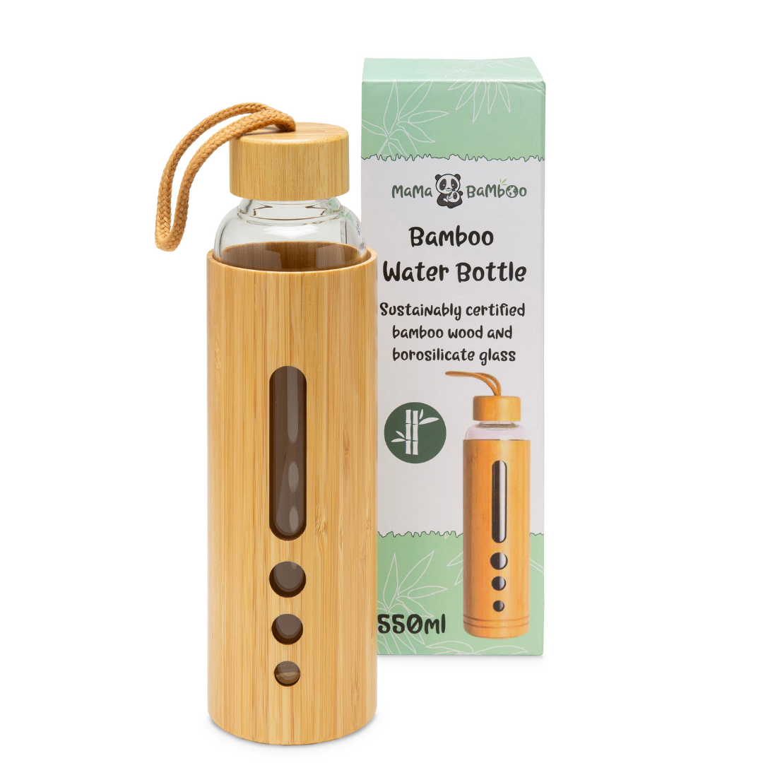 Bamboo Water Bottle with Glass Flask 550ml
