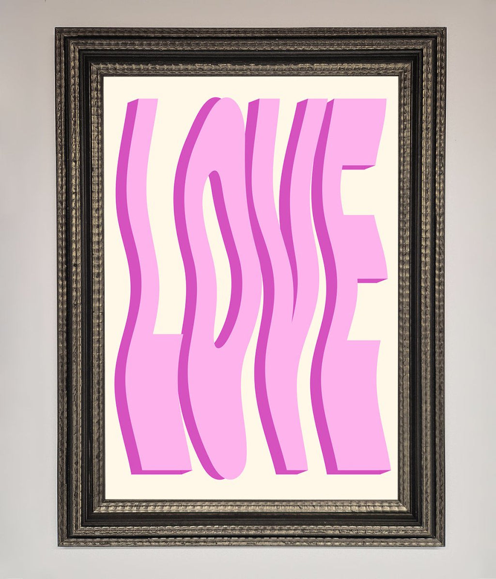 Wavy Love Pink Framed Poster