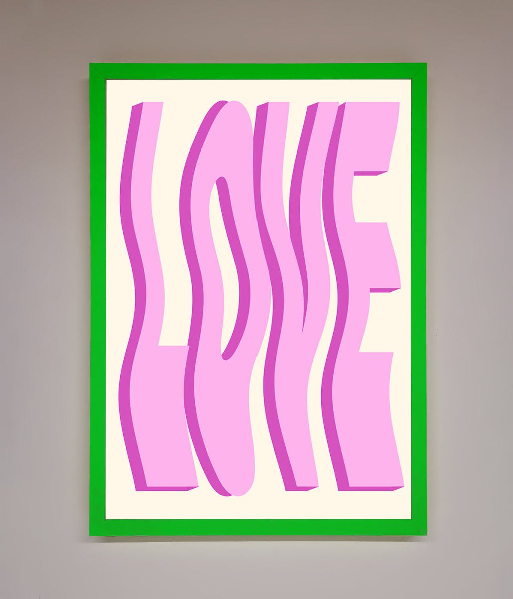 Wavy Love Pink Framed Poster