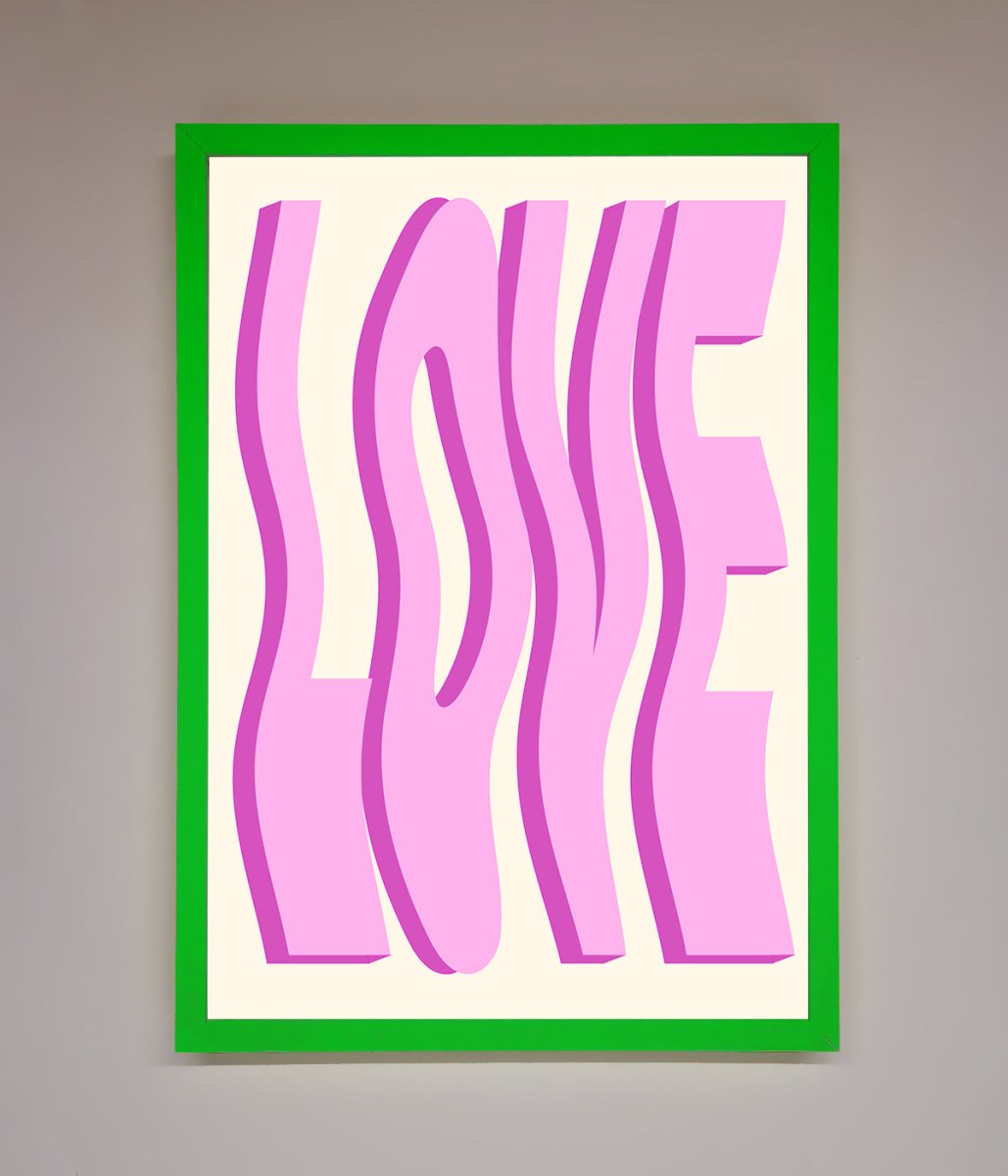Wavy Love Pink Framed Poster
