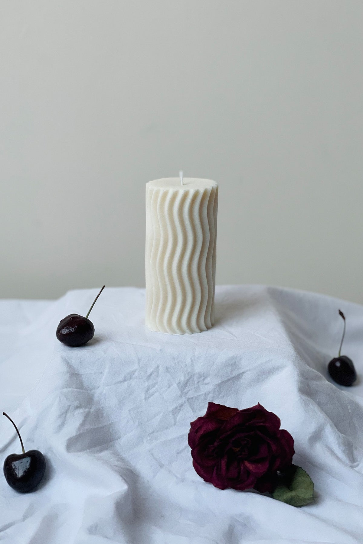 Sculpted Pillar Candles in Pastel Colours