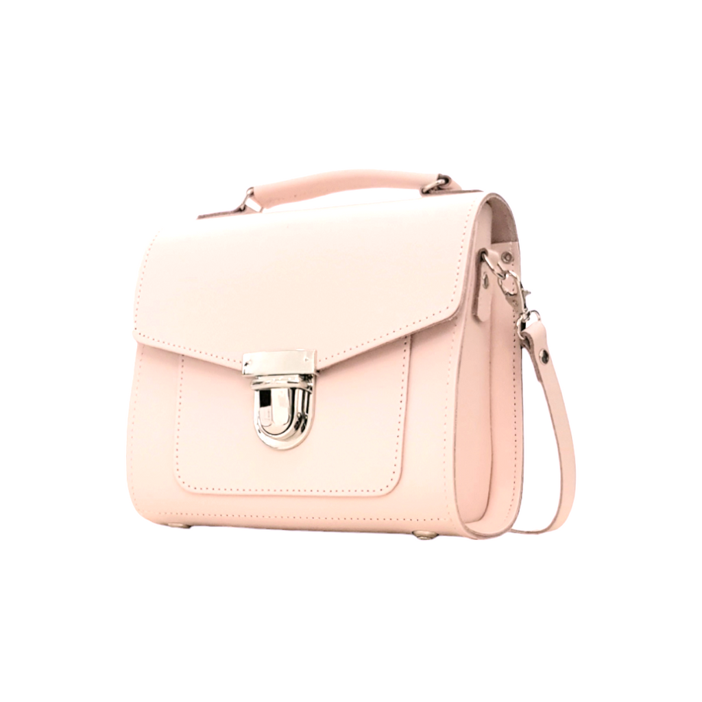 Handmade Leather Sugarcube Handbag in Cherry Blossom