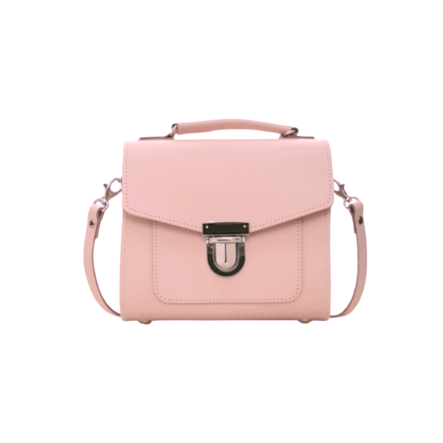 Handmade Leather Sugarcube Handbag in Cherry Blossom