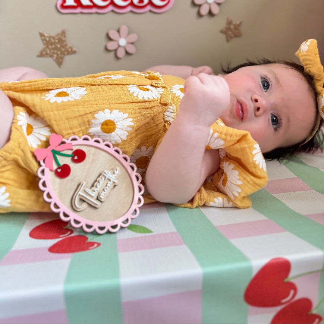 Anti-Roll Wedge Baby Changing Mat - Cherry