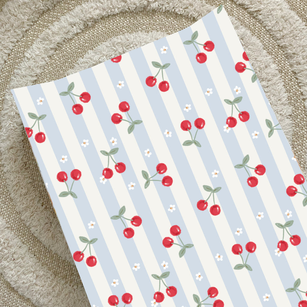 Anti-Roll Wedge Baby Changing Mat - Cherry Stripe