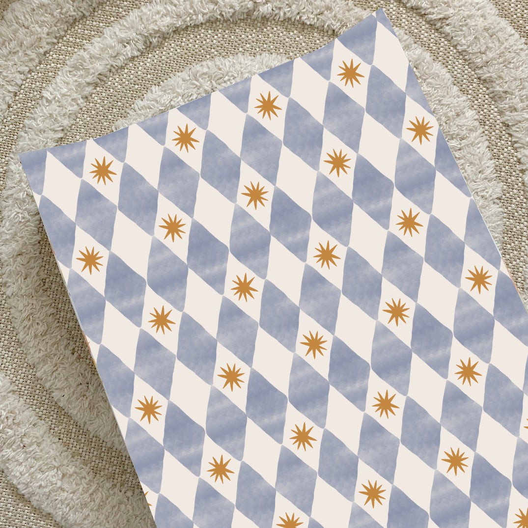Anti-Roll Wedge Baby Changing Mat - Blue Harlequin