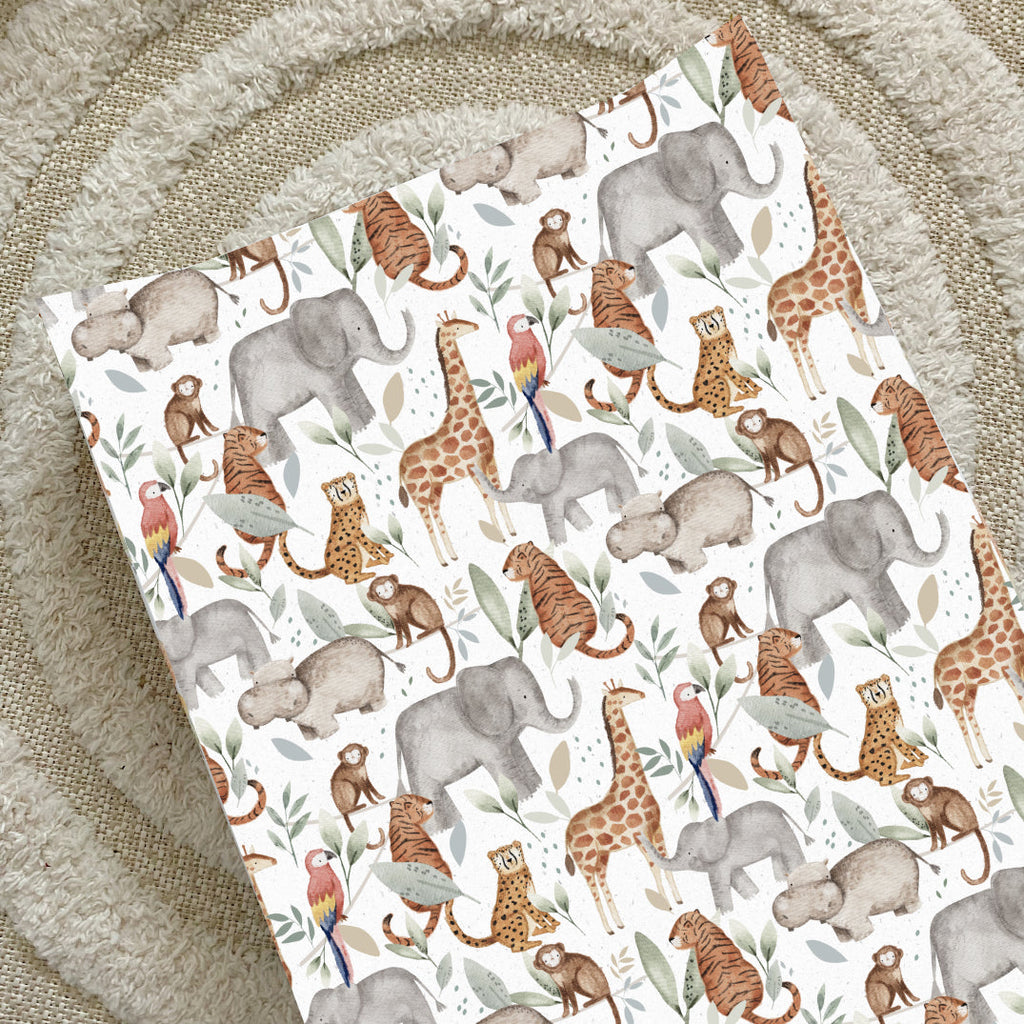Anti-Roll Wedge Baby Changing Mat - Jungle Animals print