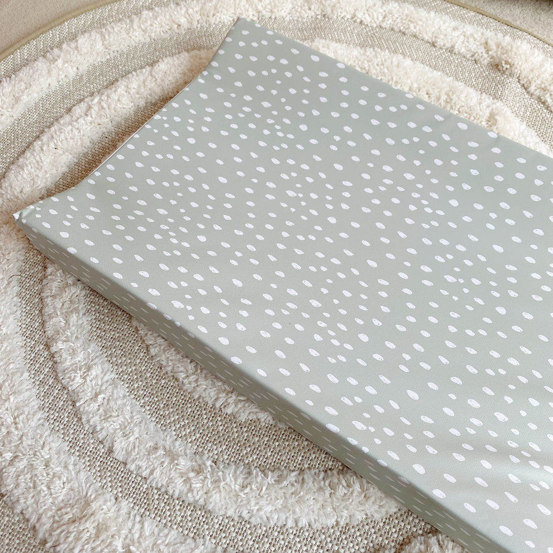 Anti-Roll Wedge Changing Mat - Sage Green Spotty Print