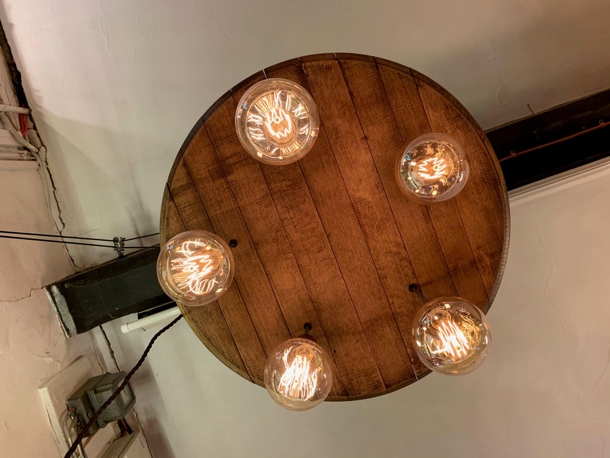 Handcrafted Whiskey Barrel Wooden Chandelier Cluster Pendant Light