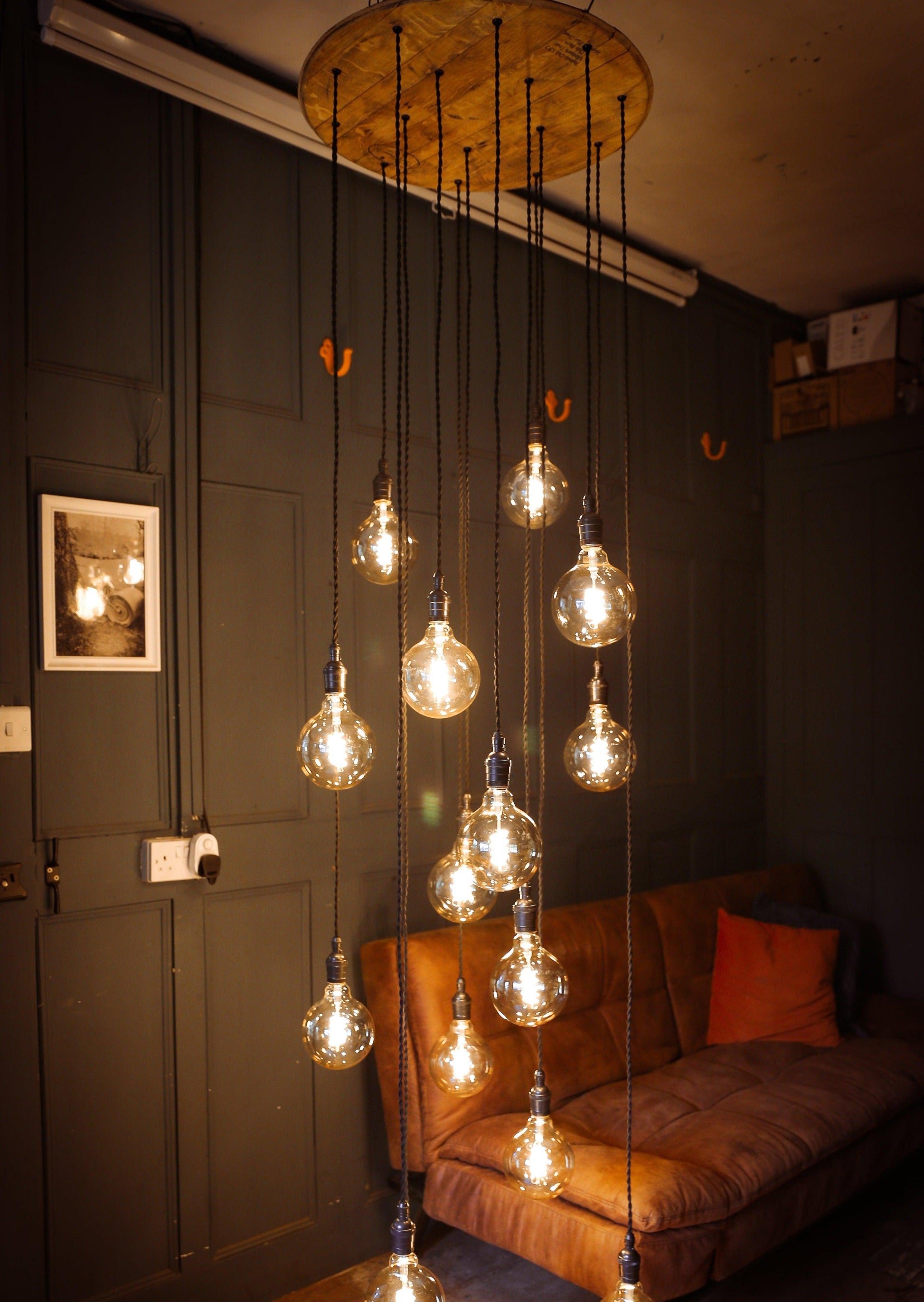 Whiskey Barrel Cascade Chandelier with 15 Lamp Holders