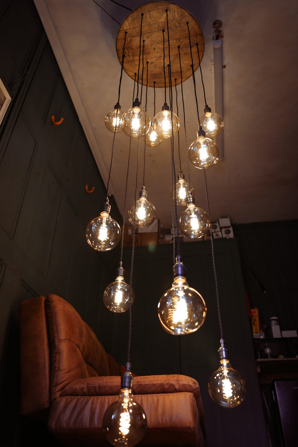 Whiskey Barrel Cascade Chandelier with 15 Lamp Holders