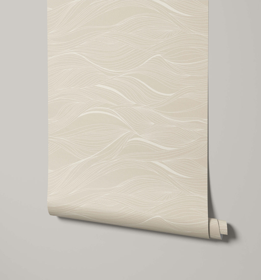 Whisper Abstract Wavy Line Wallpaper