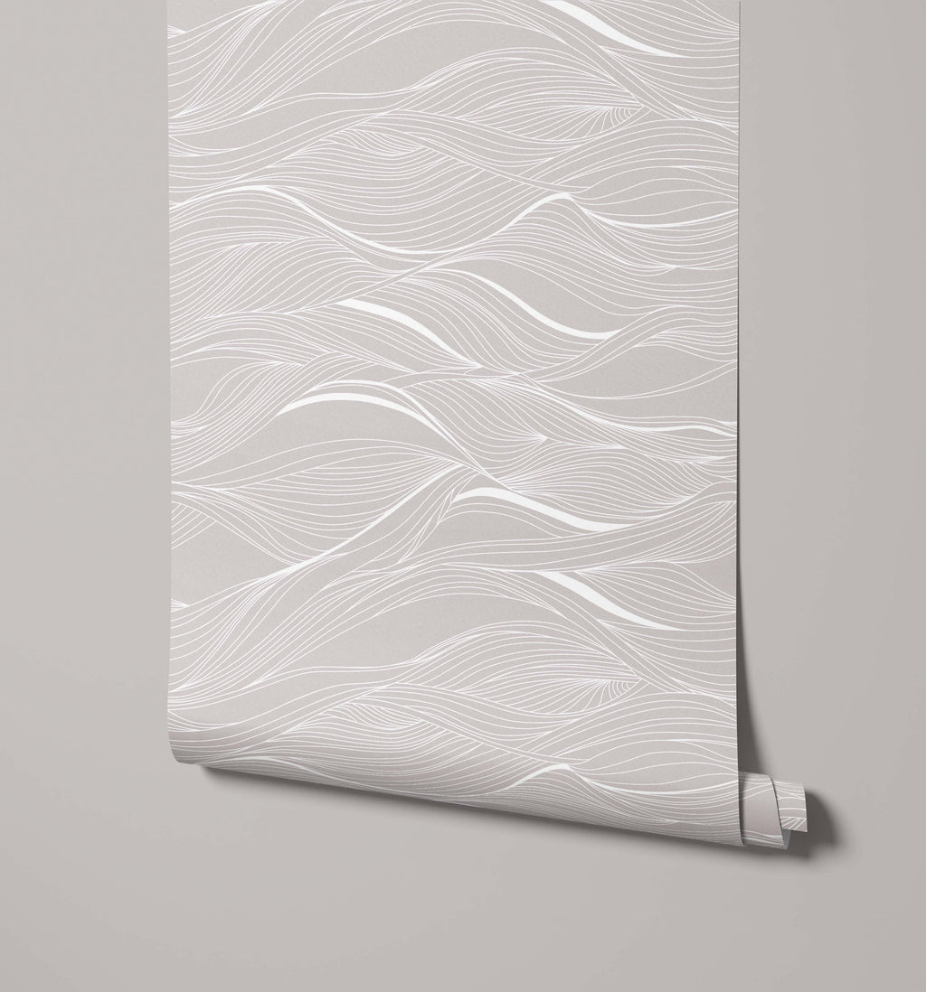 Whisper Abstract Wavy Line Wallpaper