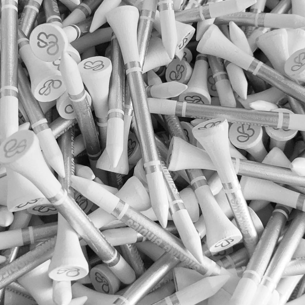 45 White Bamboo Golf Tees 70mm