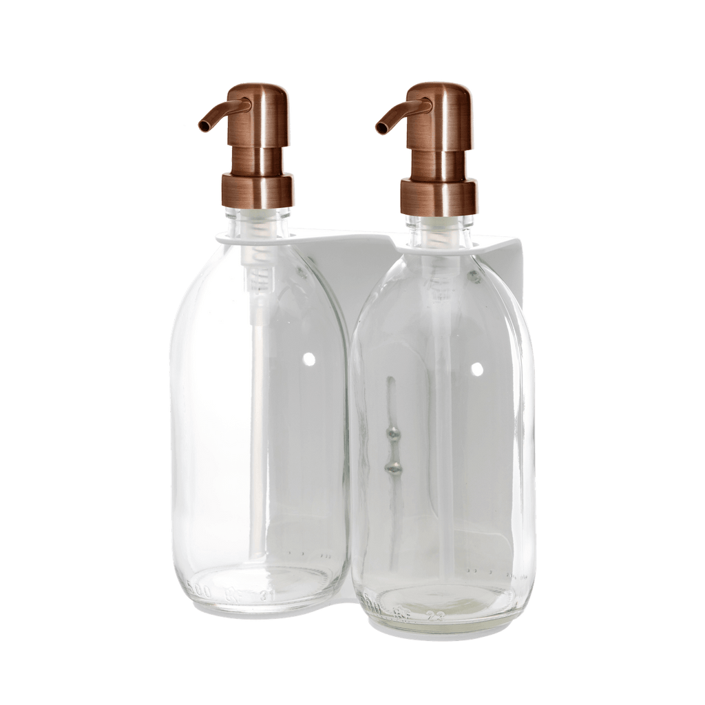 White Double Wall Mounted Soap Dispenser