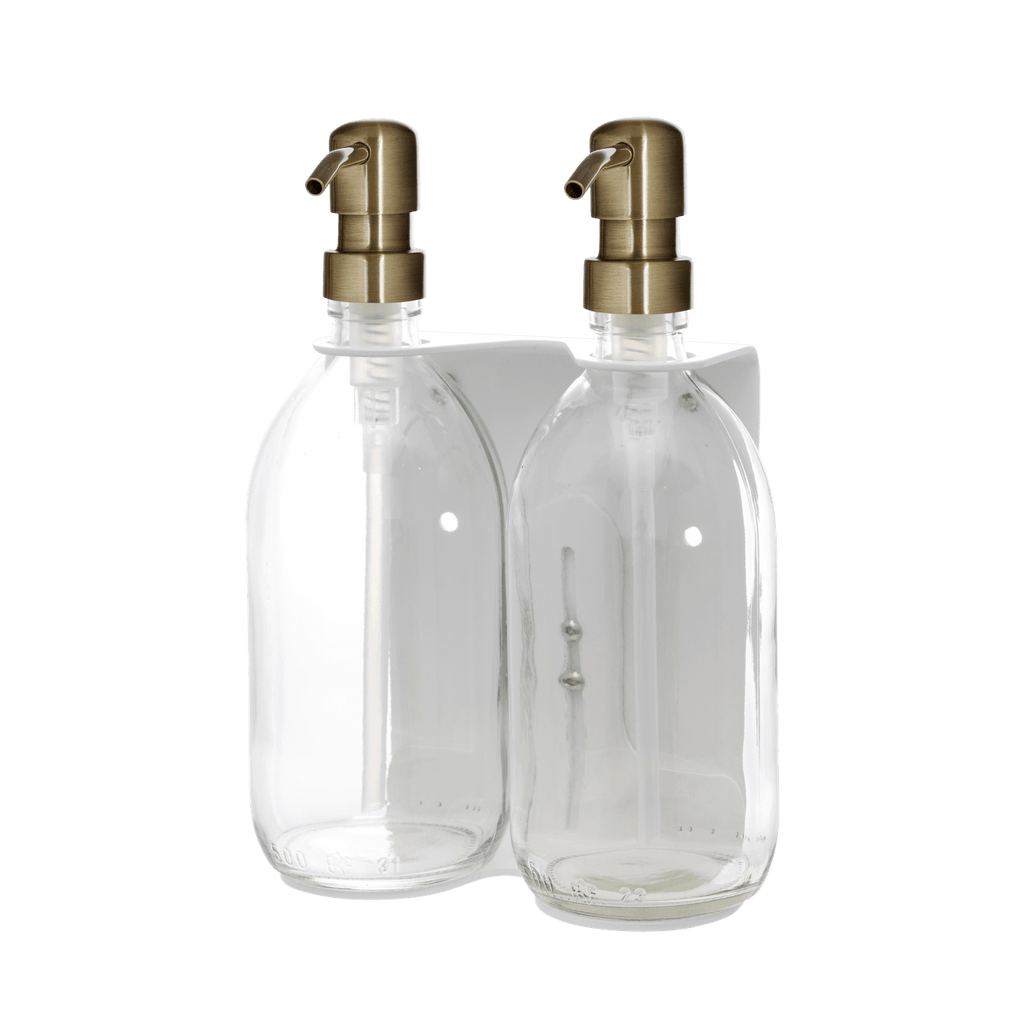 White Double Wall Mounted Soap Dispenser