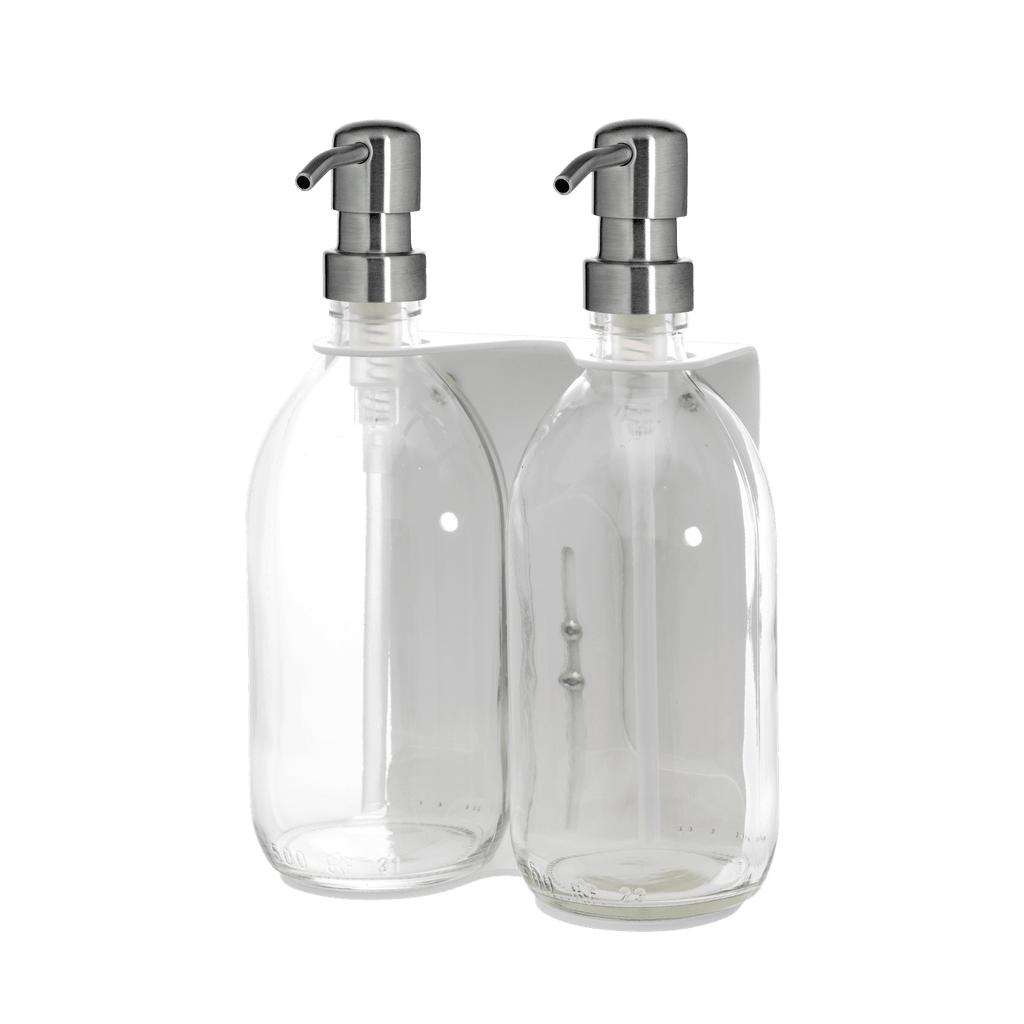White Double Wall Mounted Soap Dispenser