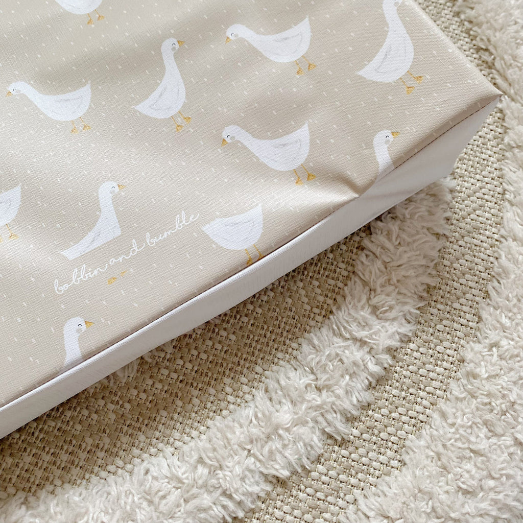 Anti-Roll Wedge Baby Changing Mat - Splash Goose print