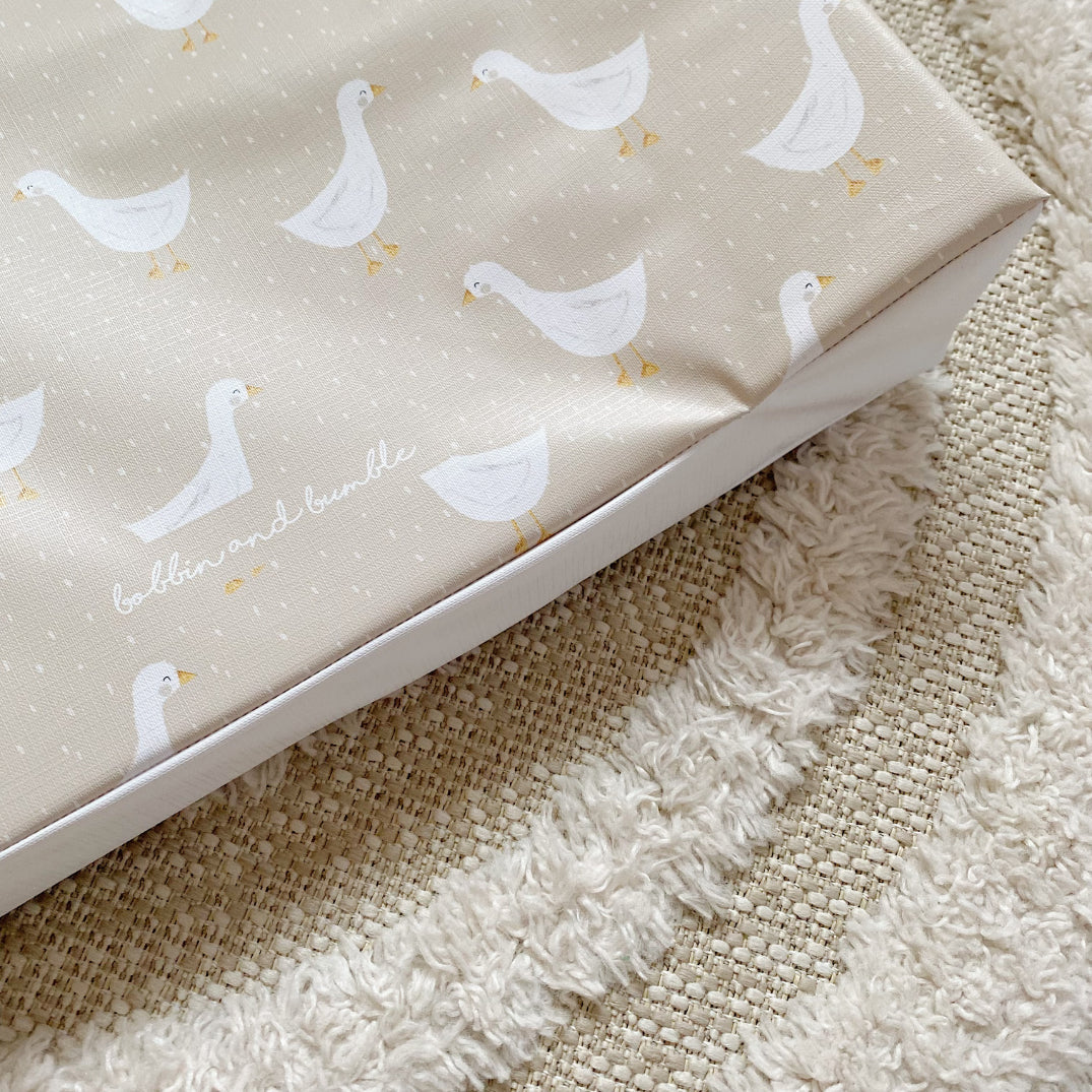 Anti-Roll Wedge Baby Changing Mat - Splash Goose print