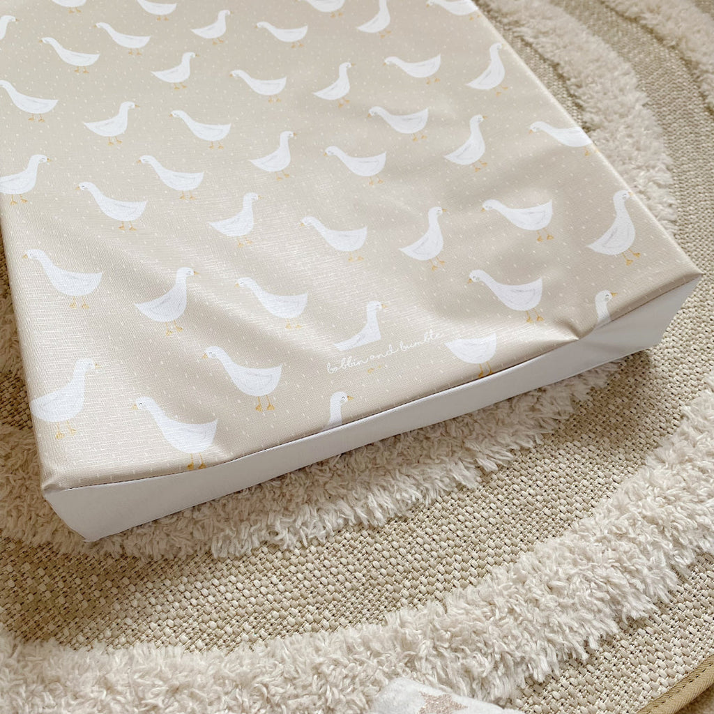 Anti-Roll Wedge Baby Changing Mat - Splash Goose print