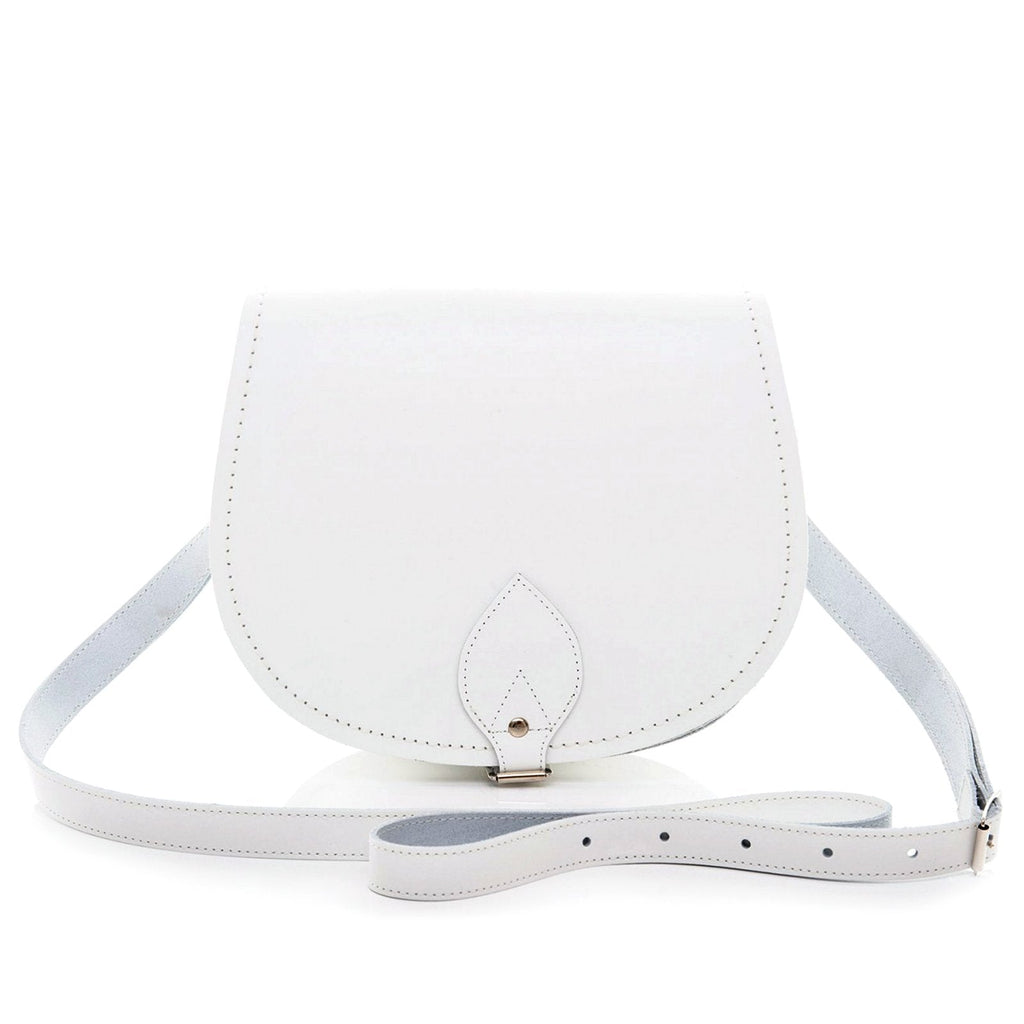 Handmade Leather Saddle Bag in White