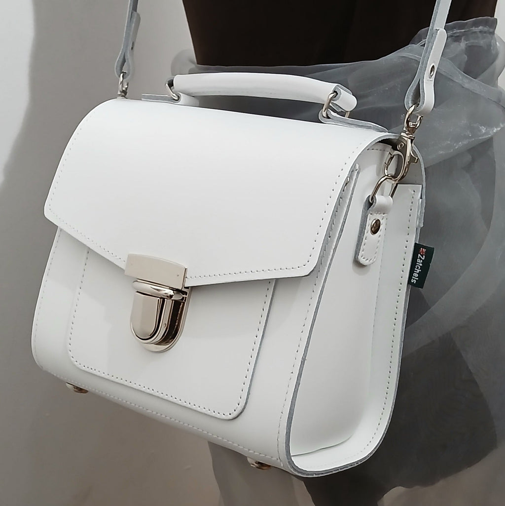 White Handmade Leather Sugarcube Handbag