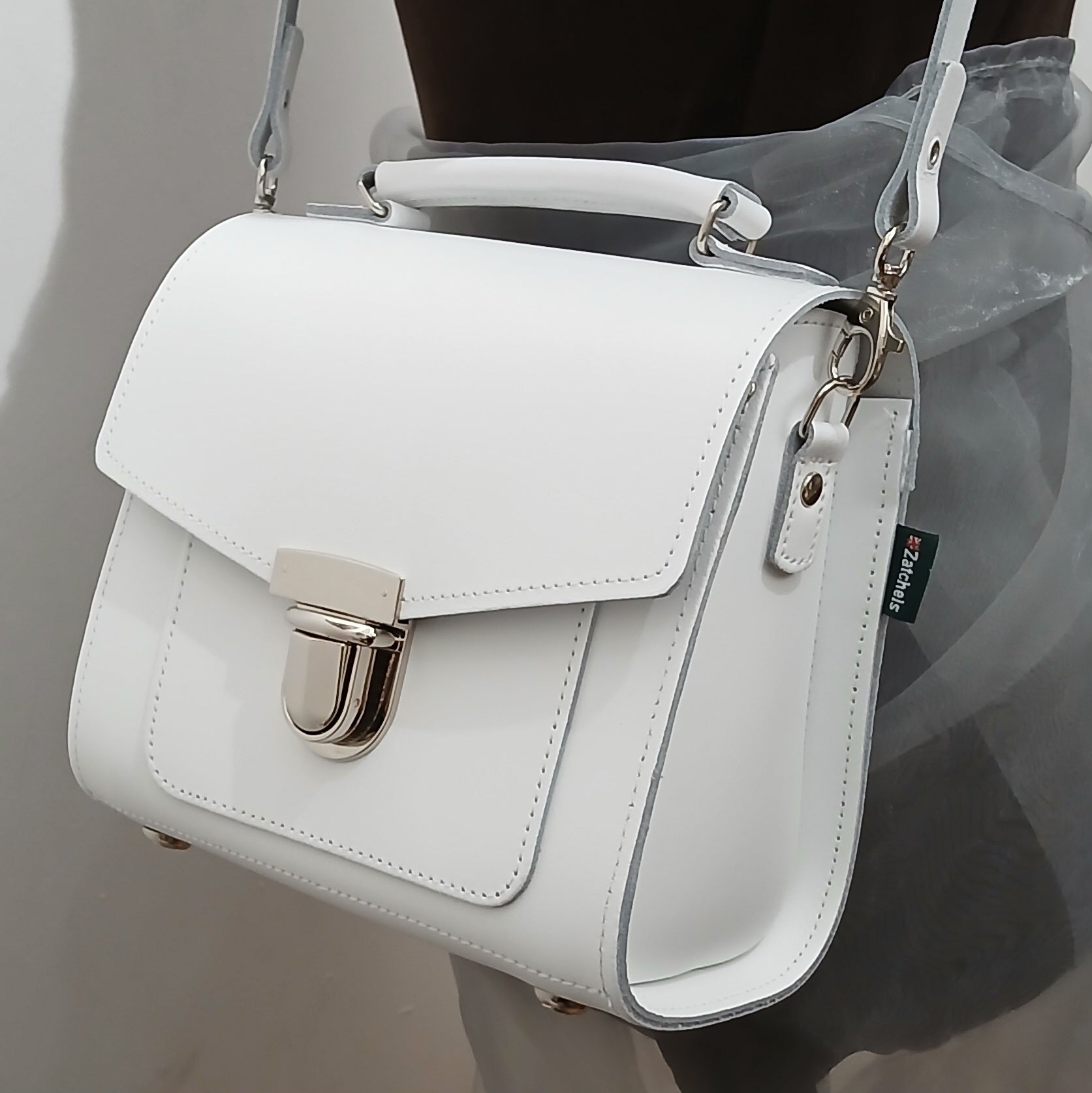 White Handmade Leather Sugarcube Handbag