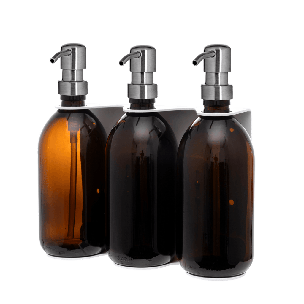 White Triple Wall Mounted Soap Dispenser