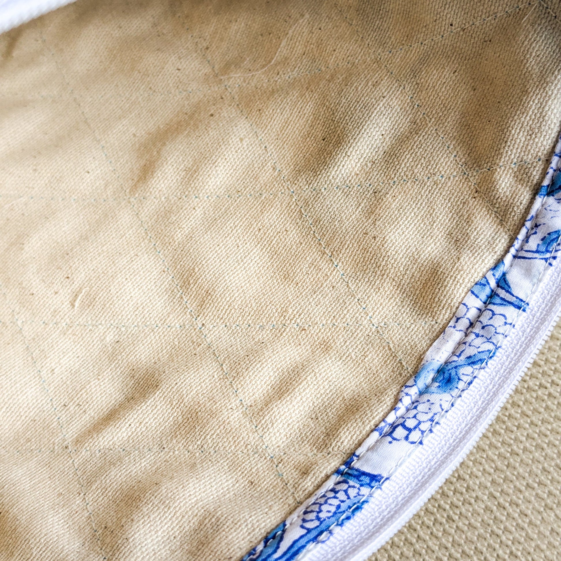 Quilted Block Printed Zipper Pouch with Tassel