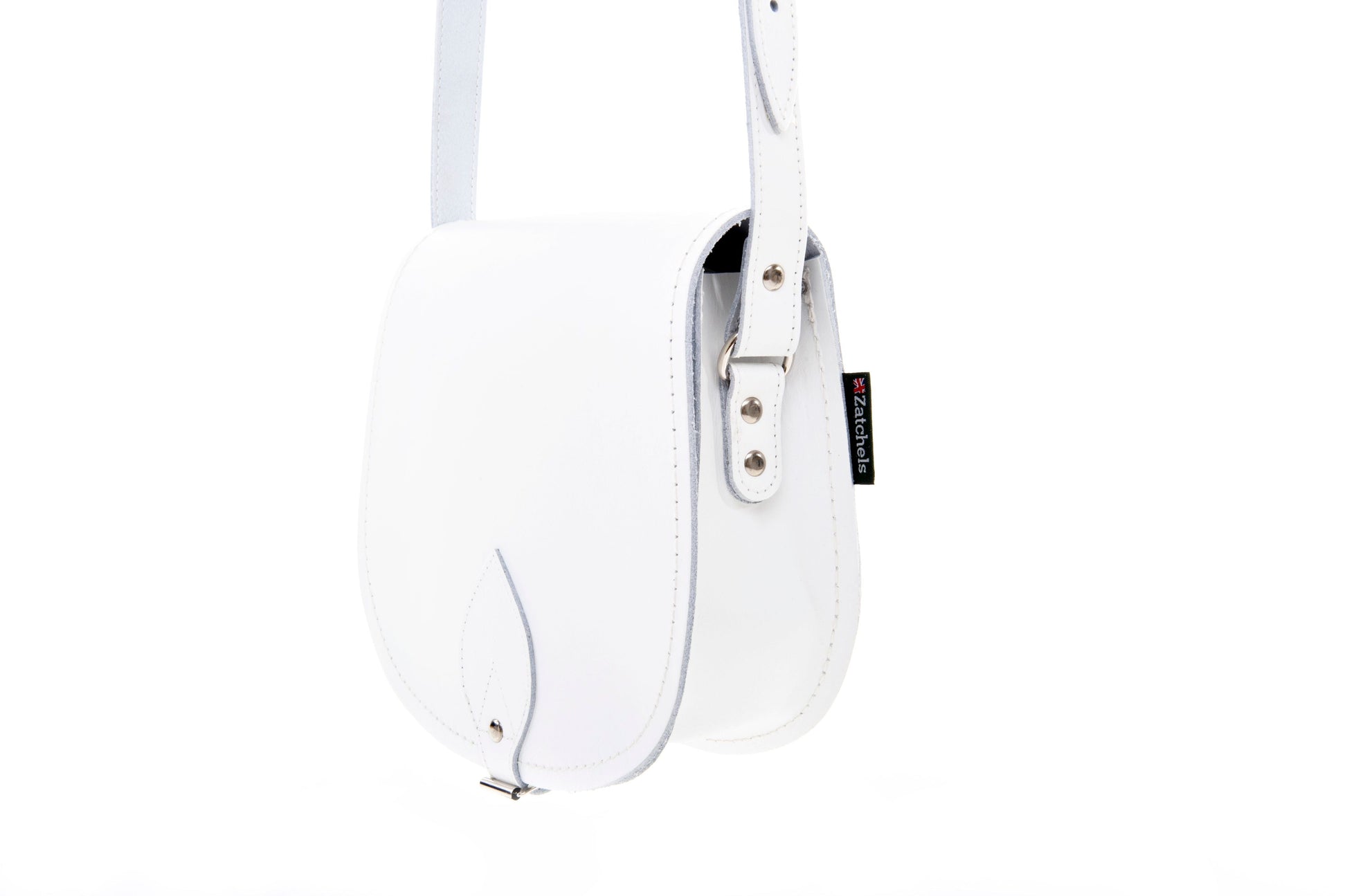 Handmade Leather Saddle Bag in White