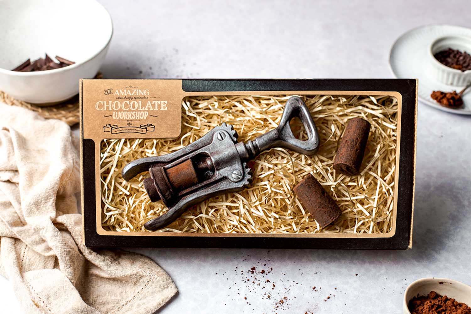Wine Lover's Chocolate Gift Set with Corkscrew and Wine Cork Chocolates