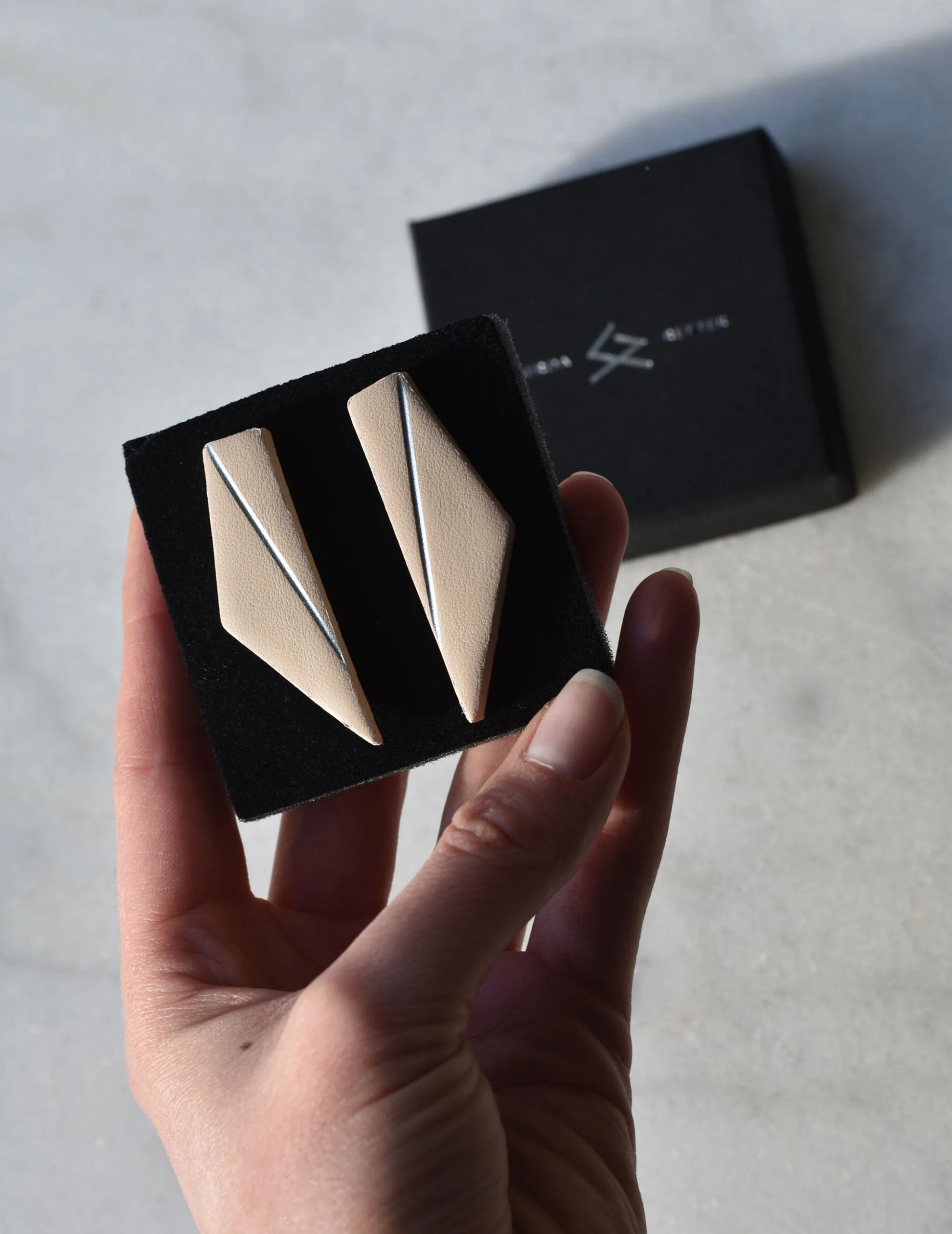 Handcrafted Short Wing Earrings – Luxurious Spanish Leather by Gerda Retter Design at www.brixbailey.com