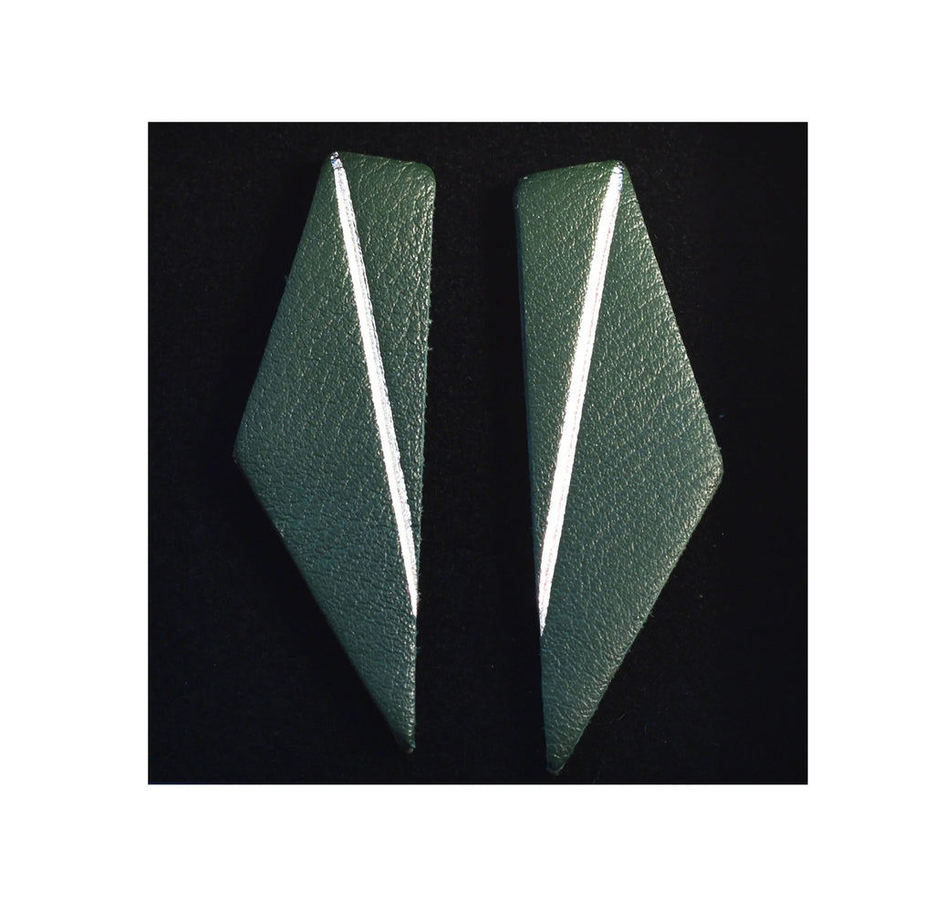 Handmade Short Wing Earrings – Luxurious Spanish Leather by Gerda Retter Design at www.brixbailey.com
