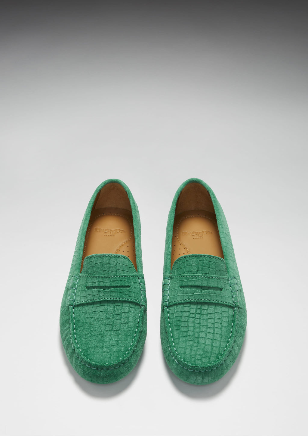 Women's Penny Driving Loafers in Emerald Suede