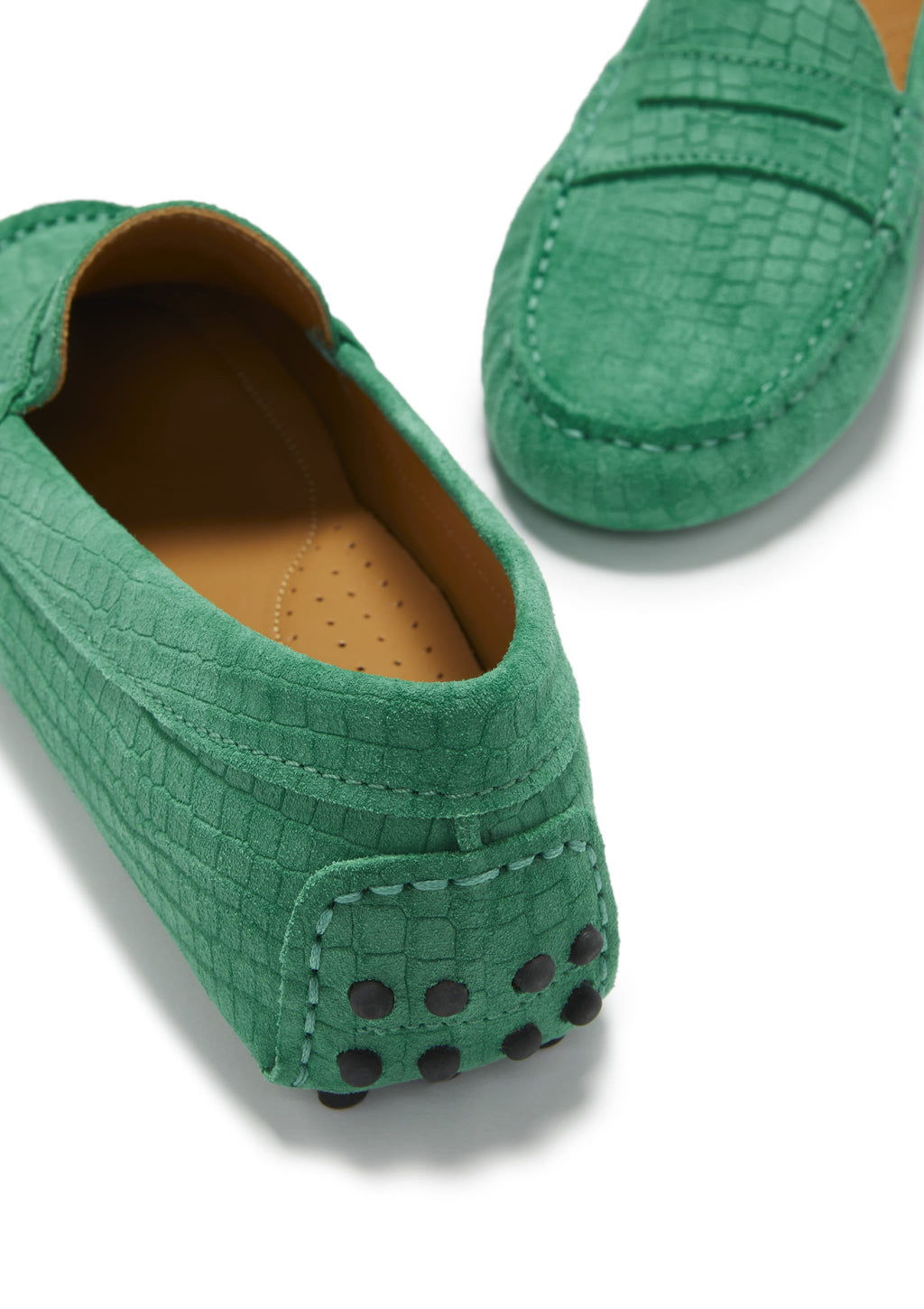 Women's Penny Driving Loafers in Emerald Suede