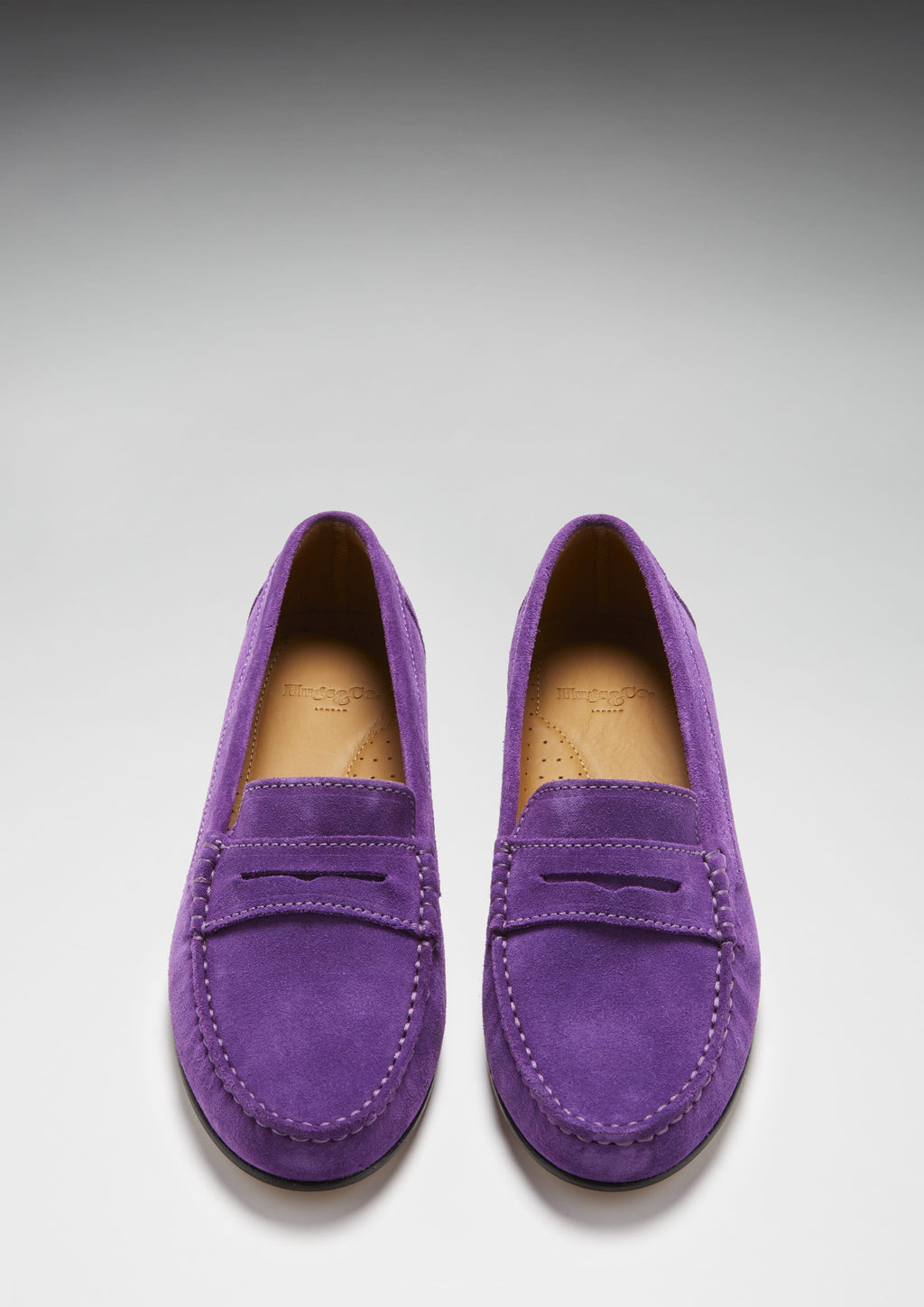 Women's Purple Suede Penny Loafers with Leather Sole